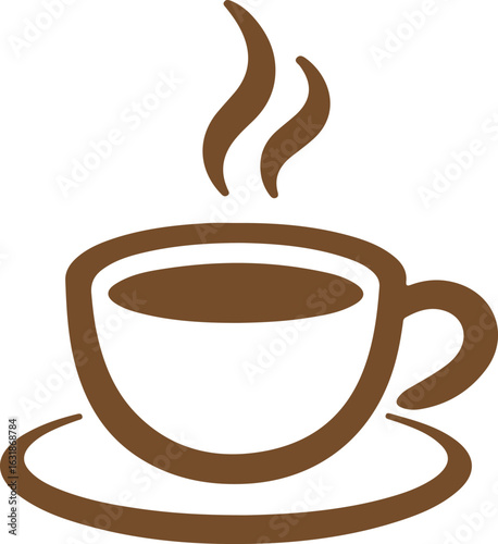 Steaming coffee cup and saucer icon