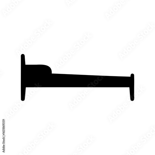A simple black silhouette of a bed with headboard and footboard