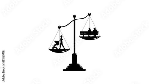 population rejuvenation symbol, black isolated silhouette