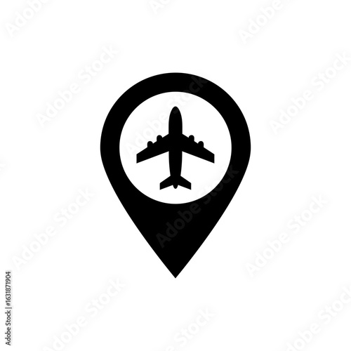 Free Download Airplane on location map icon for travel navigation and flight route - GFXLoad
