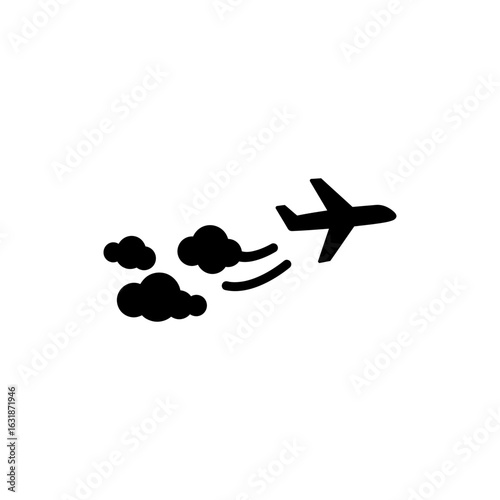Airplane tail with smoke trail icon for aviation and holiday adventure