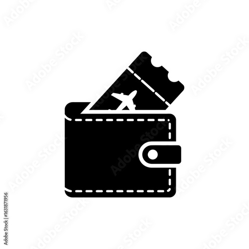 Airplane ticket in wallet icon for holiday travel planning and preparation