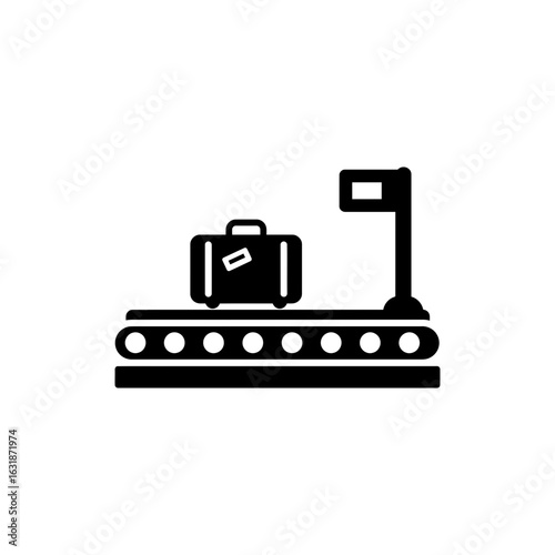 Airport luggage pickup belt icon for baggage claim and travel