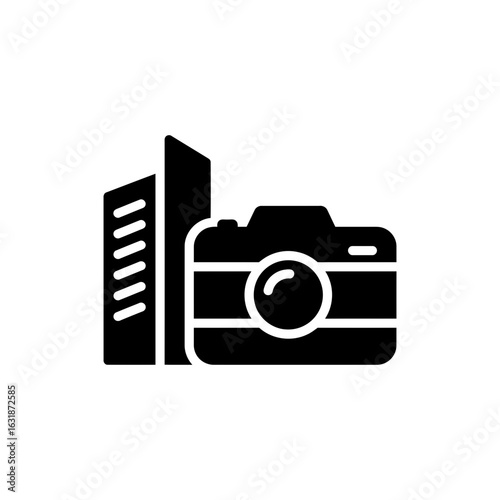 City landmark and camera icon for travel photography and sightseeing