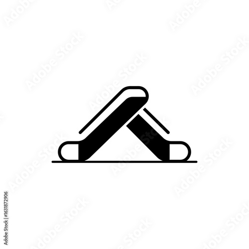  Escalator in airport black filled icon symbol of air travel navigation and holiday transit convenience