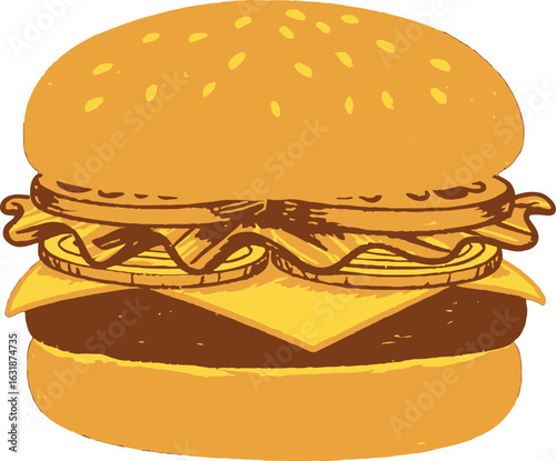 Delicious Cheeseburger with Bacon and Onion