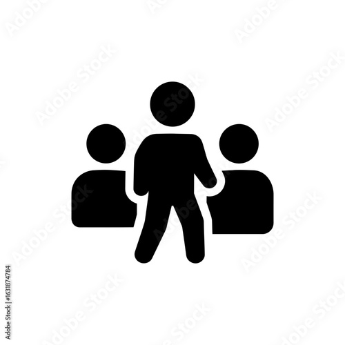 Travel group with guide black filled icon for organized tours and group adventures