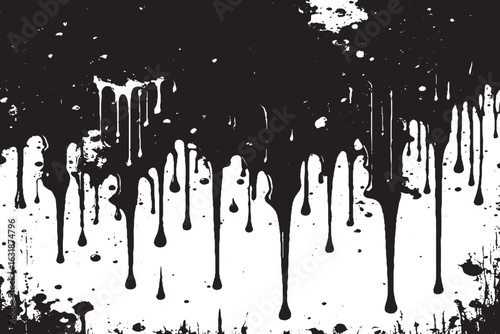 Wallpaper Mural Dripping Black Paint on White Background – Grunge Drip Effect for Art, Design, and Texture Use Torontodigital.ca
