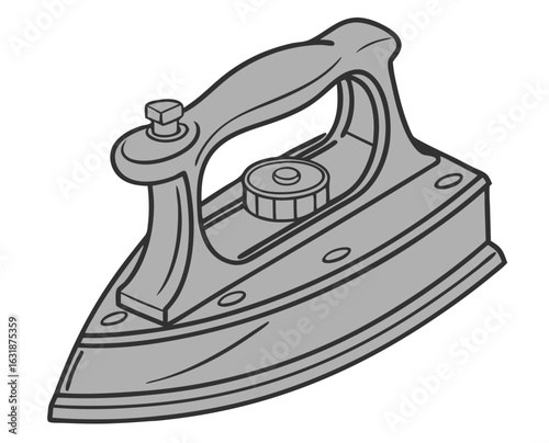 Vintage iron in simple line drawing style 