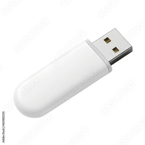 3d white usb flash drive on black background