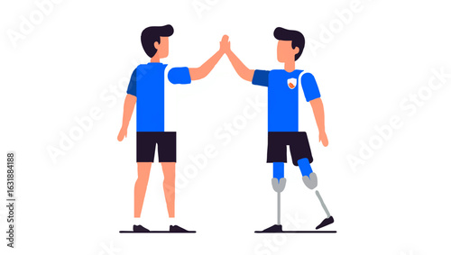 Teammates give high five after sports competition


