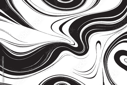 Abstract Black and White Marble Swirl Texture | Modern Minimalist Fluid Art Background