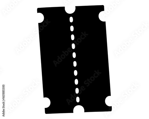 Ticket stub black icon, Ticket stub silhouette vector