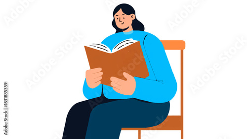 Man Reads a Book Sitting on Chair

