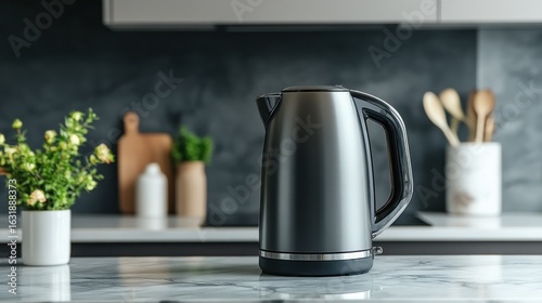 Sleek Electric Kettle on Marble Countertop with Modern Kitchen Decor