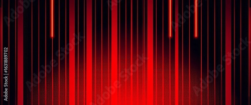 Abstract geometric vector seamless pattern with vertical neon red, lush lava, and black halftone stripes , modern, design