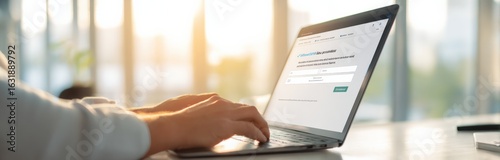 Wallpaper Mural Professional using Laptop for Work or Online Communication, Typing on Keyboard Torontodigital.ca