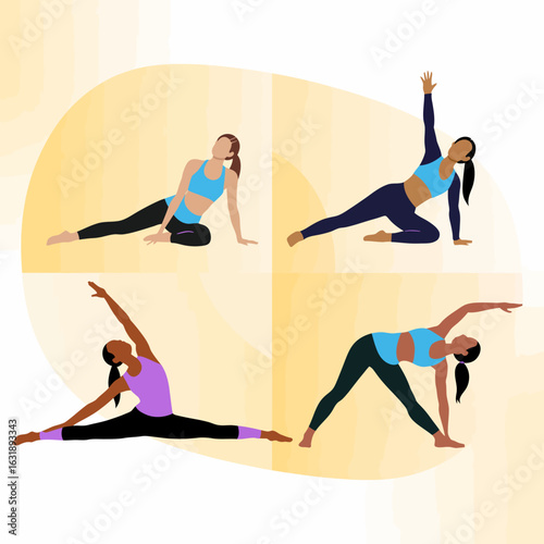 A woman demonstrating a series of yoga poses designed to enhance strength, flexibility, and mindfulness, encouraging a healthy lifestyle and personal growth.