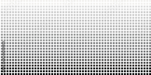 Pixel art background of black, gray and white gradient. Abstract backdrop of small square. Concept of geometric shape, halftone, grid pattern, modern, design, vector for wallpaper, banner, texture.