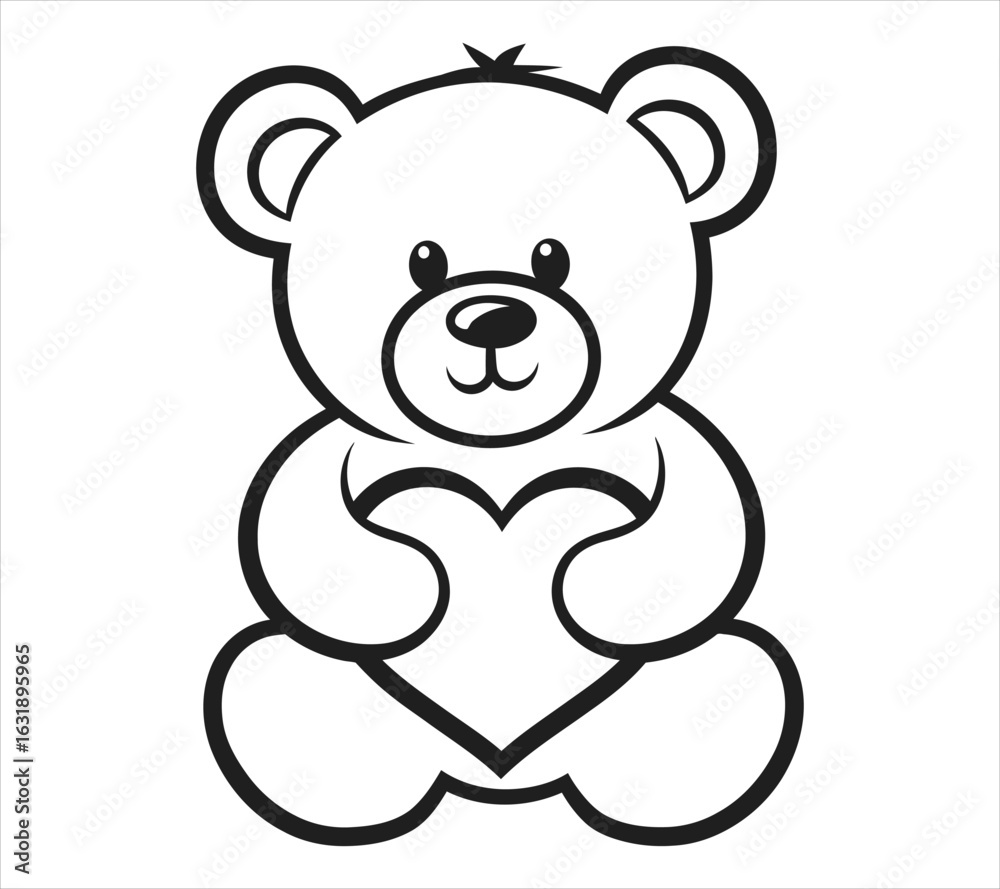 Fototapeta premium Bear Holding Heart Shape Illustration