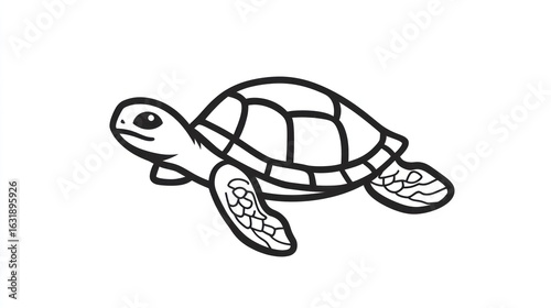 Wallpaper Mural Stylized sea turtle illustration with clean black lines on white Torontodigital.ca