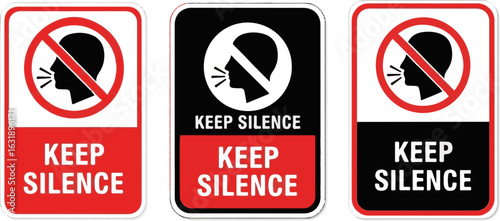 Keep Silence sign with head silhouette and prohibition symbol