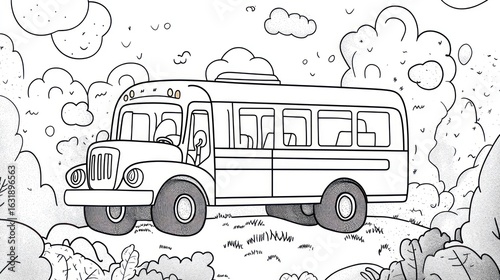 Wallpaper Mural Whimsical school bus illustration for coloring book pages or design element Torontodigital.ca