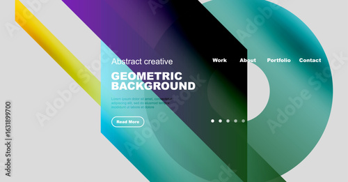 Abstract geometric background design. Vibrant colors, gradients, modern aesthetic. Website header or banner illustration.