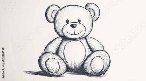 Charming sketched illustration of a seated teddy bear character