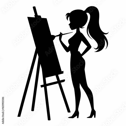 Artist Silhouette Painting on Easel