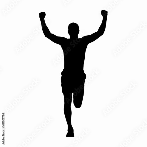 Excited Athlete Celebrating Victory Silhouette