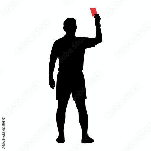 Referee Showing Red Card Silhouette