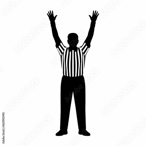 Referee Silhouette with Arms Raised for Call
