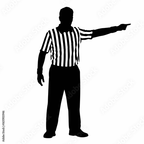 Referee Silhouette with Arm Raised in Action