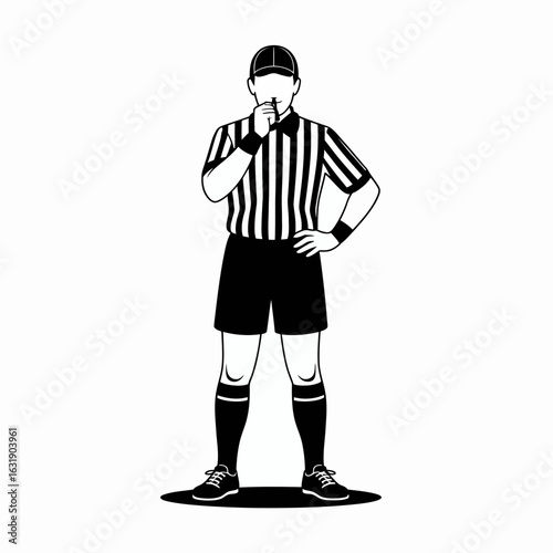 Referee Silhouette in Black and White Design