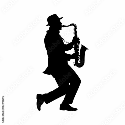 Saxophonist Silhouette Playing Jazz Music