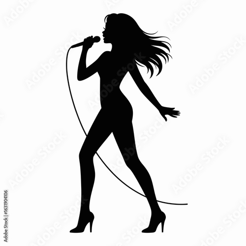 Silhouette of a Singer with Microphone, Performance Art