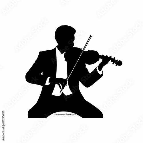 Silhouette of a Violinist in Formal Attire