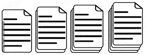 Stacked Document Icon Set Showing File Growth or Data Expansion Concept for Digital Storage and Office Management Use

