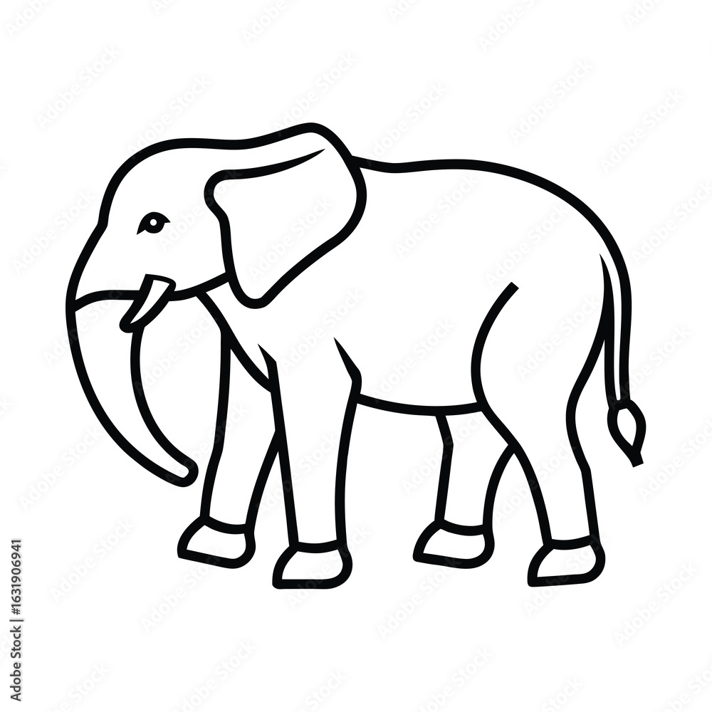 Fototapeta premium Vector art of line art illustration of an elephant isolated
