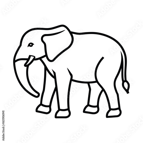 Vector art of line art illustration of an elephant isolated