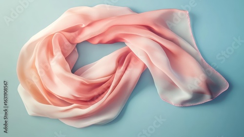 Ethereal blush, a translucent silk scarf in pastel hues of pink and peach