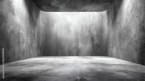 Concrete room with light source from above