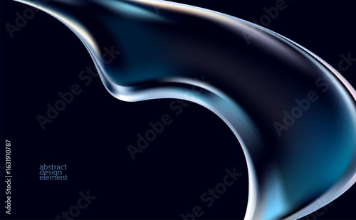 Abstract vector background of glass iridescent shape. Liquid glass wallpaper.