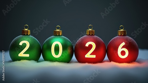 Wallpaper Mural On Christmas balls of green and red color on Written 2026 Torontodigital.ca