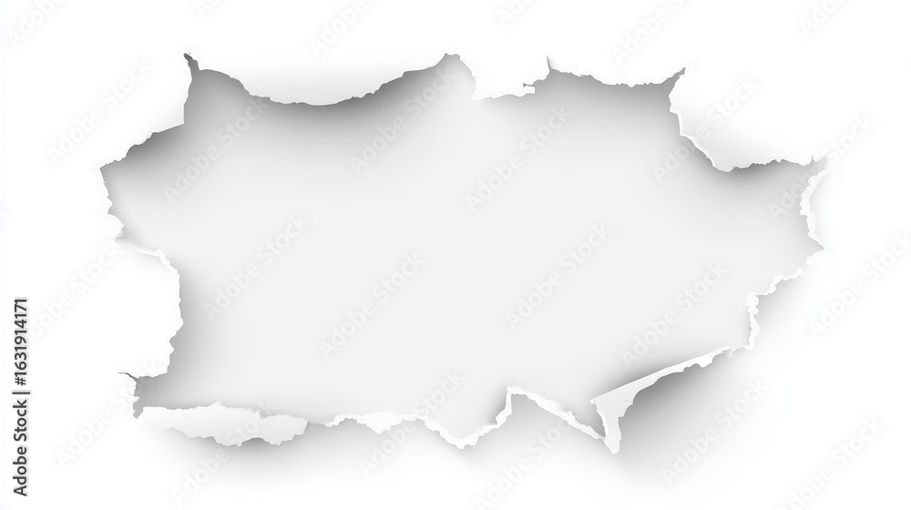 Fototapeta premium Torn Paper Texture with Ripped Edges on White Background for Creative Design and Presentation Uses