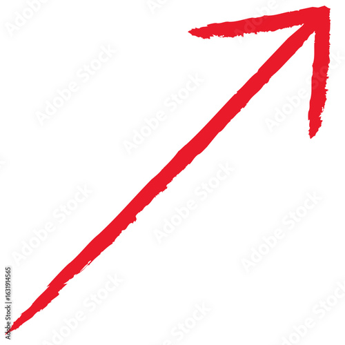 赤い色の手描き筆のストロークの矢印イラスト素材