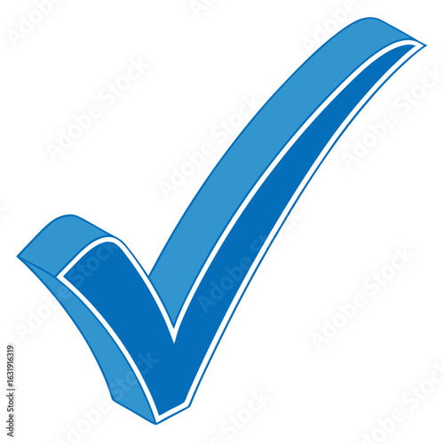 Vector art of blue check mark isolated on white background