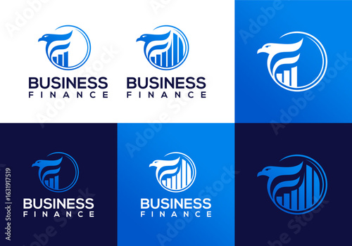 vector icon logo emblem eagle initial F with bar chart