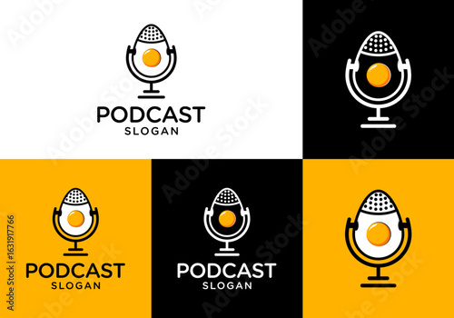 microphone egg logo icon vector.